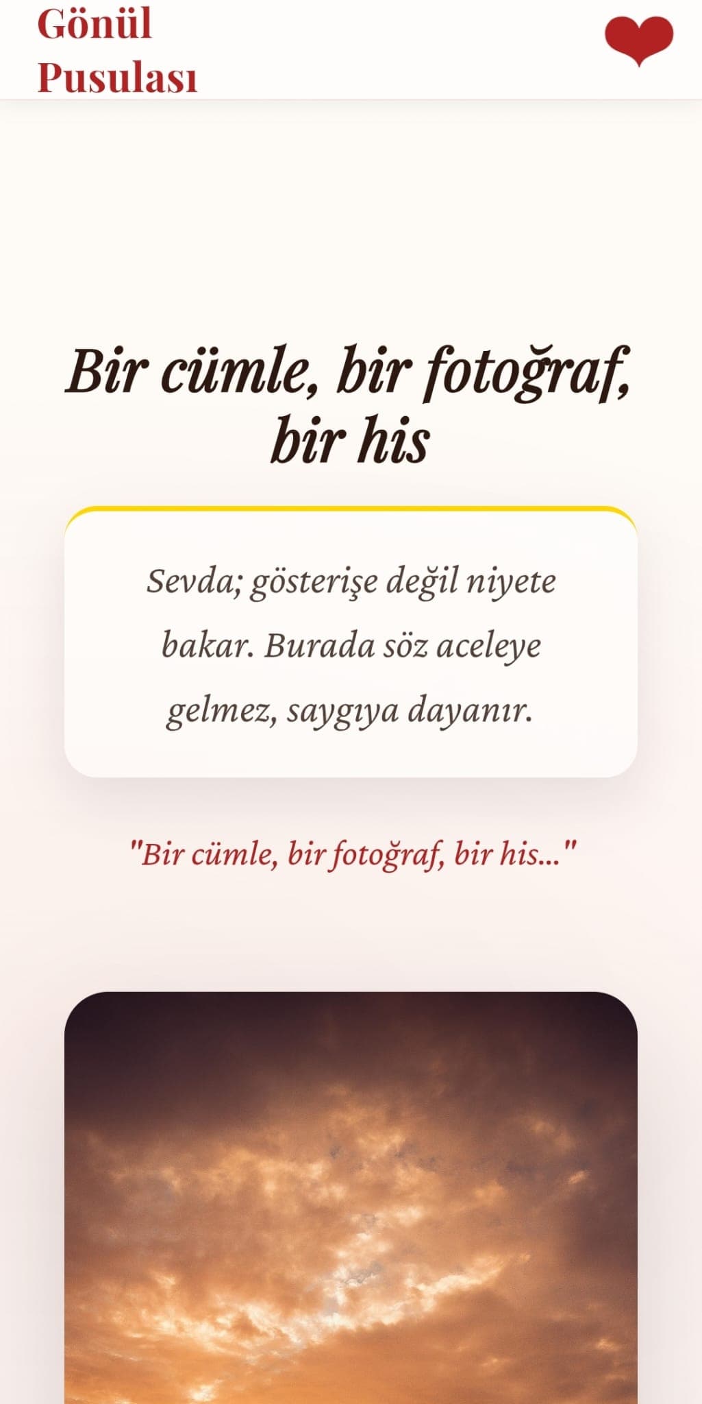 Gönül Pusulası — Şiir, duygu ve anlatı üzerine kurulu sade bir dijital metin ve içerik platformu.
