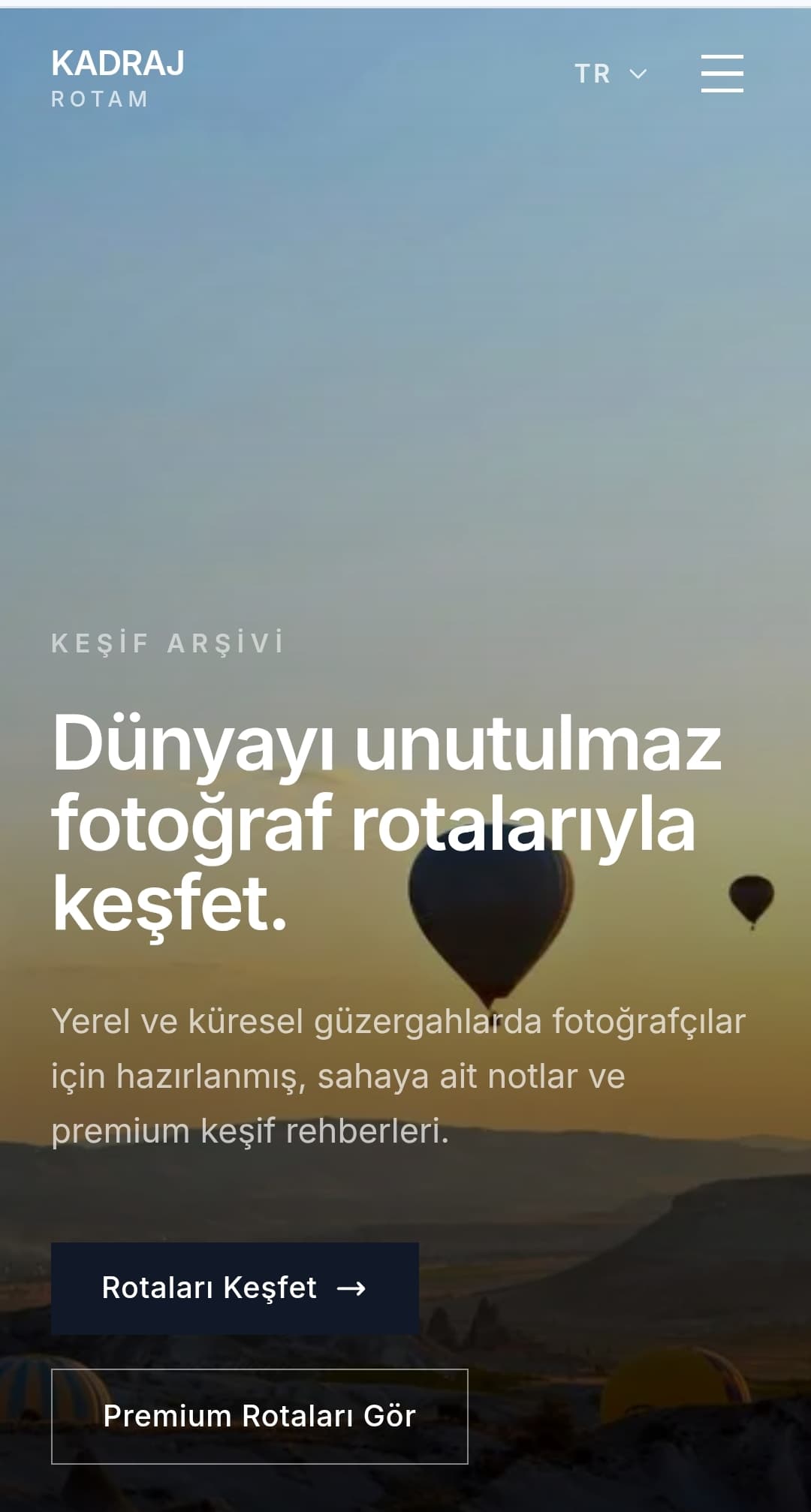 Kadraj Rotam — Fotoğraf odaklı rota keşfi ve görsel hikayeler için geliştirilmiş dijital platform.